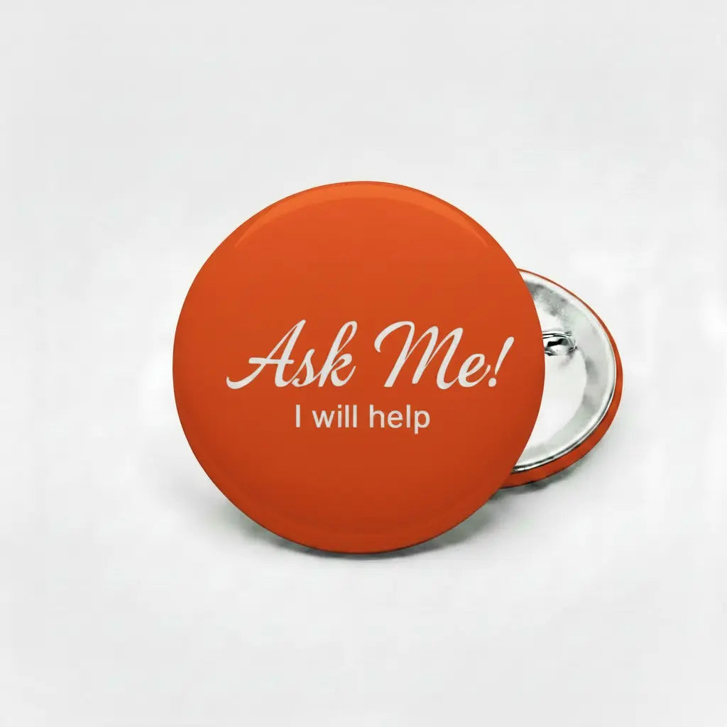 Ask Me Red Pinback 2.25-inch - My Pinbacks
