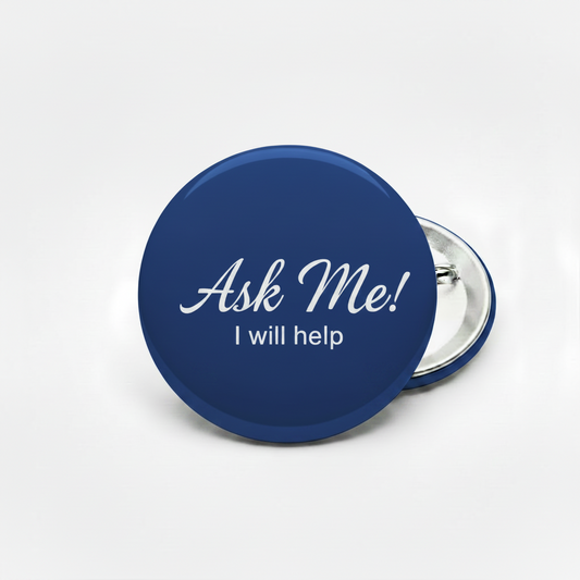 Ask Me Blue Pinback 2.25-inch