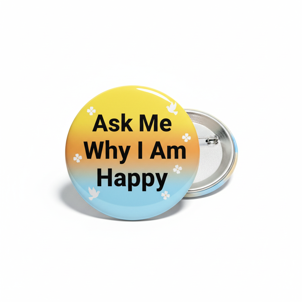 Ask Me Why I Am Happy Pinback 2.25-inch