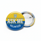 Ask Me Yellow Blue Ukraine Volunteer Badge Pinback Pinback 2.25-inch