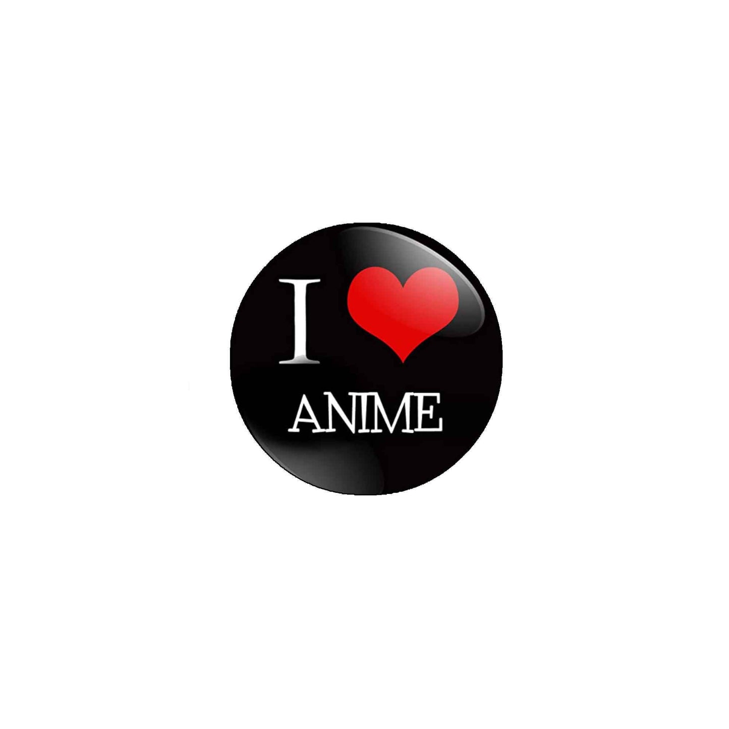 Pin de 2,25" con la frase "Me encanta el anime" en color negro