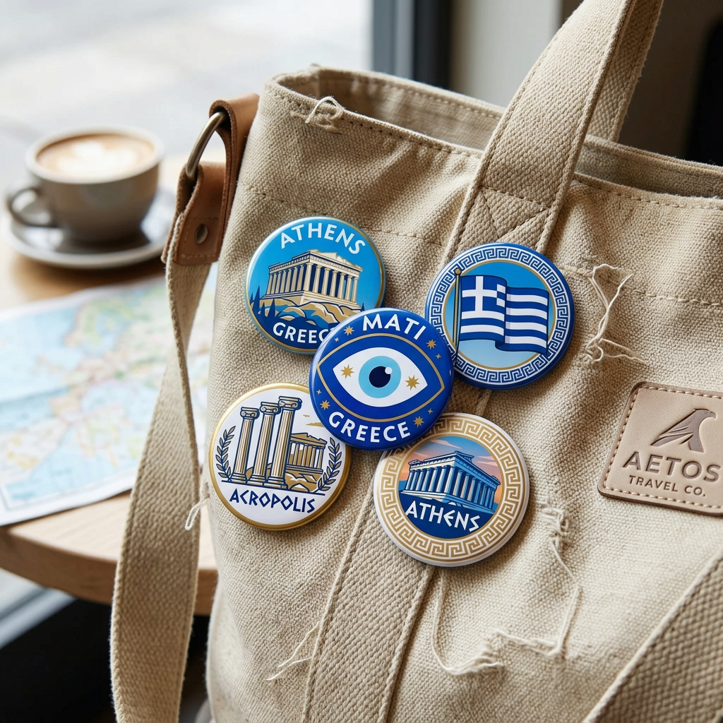 Athens Greece Travel Souvenir Pin Button 2.25-inch 5 Pcs