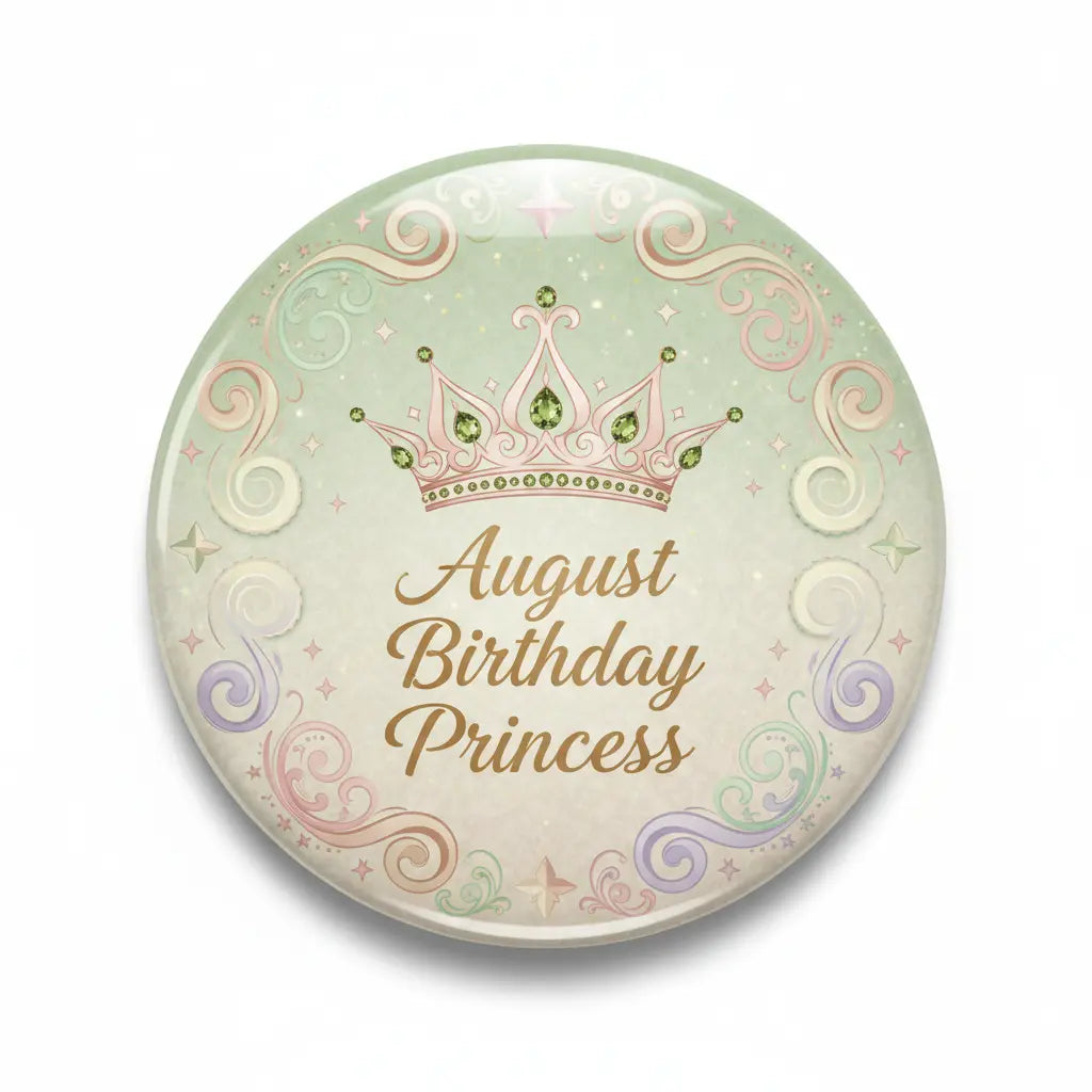August Princess Birthday Pinback 2.25-inch