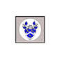 Ausen family crest arms magnet, square design with blue shield and wreath