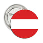 Austria flag lapel pin with round silver border, red-white-red enamel, 2.25-inch