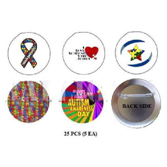 Autism Pinbacks 1.25" 25 Pcs