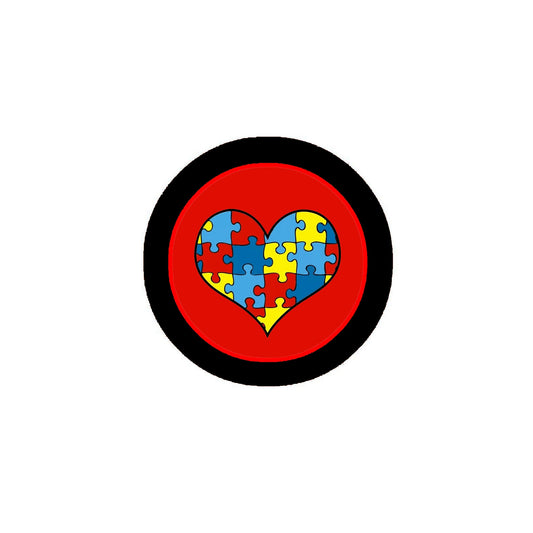 Autism Red Heart Pinback 2.25"