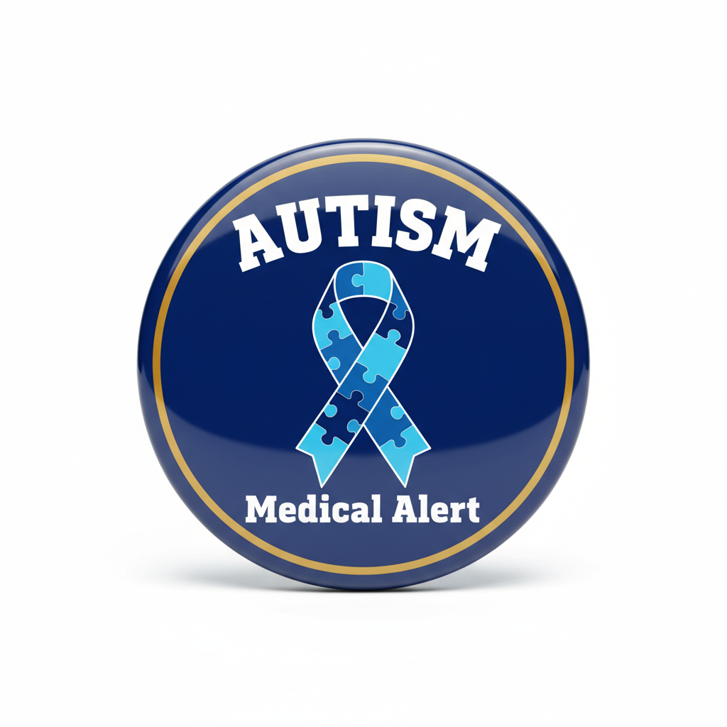 Autism ID Child or Adult Medical Alert Pinback 2.25-inch