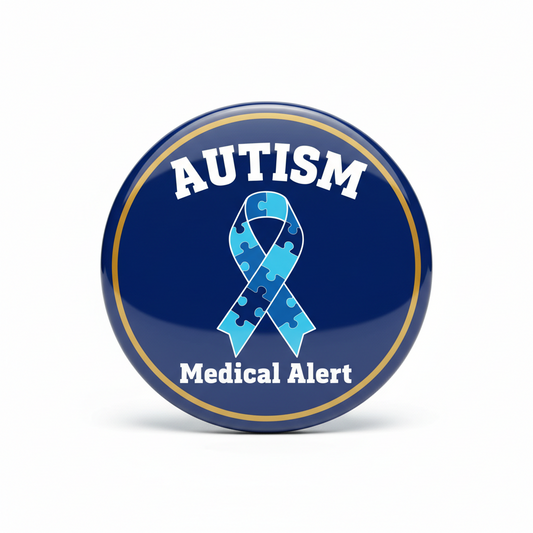 Autism ID Child or Adult Medical Alert Pinback 2.25-inch