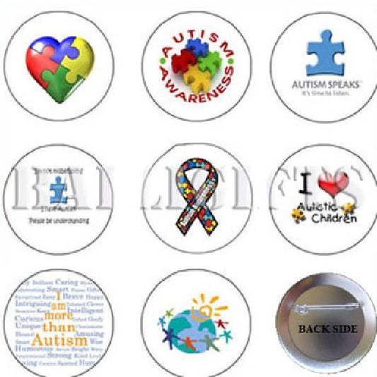 Autism Artistic Pinback 1.25" 8 Pcs