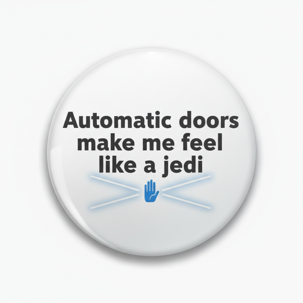 Automatic doors make me feel like a jedi Pinback 2.25-inch
