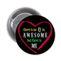 2.25-inch pinback button, black with pink heart and gold/green/white text