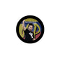 2.25-inch pinback badge with black rim and colorful Peace without Border Concert graphic