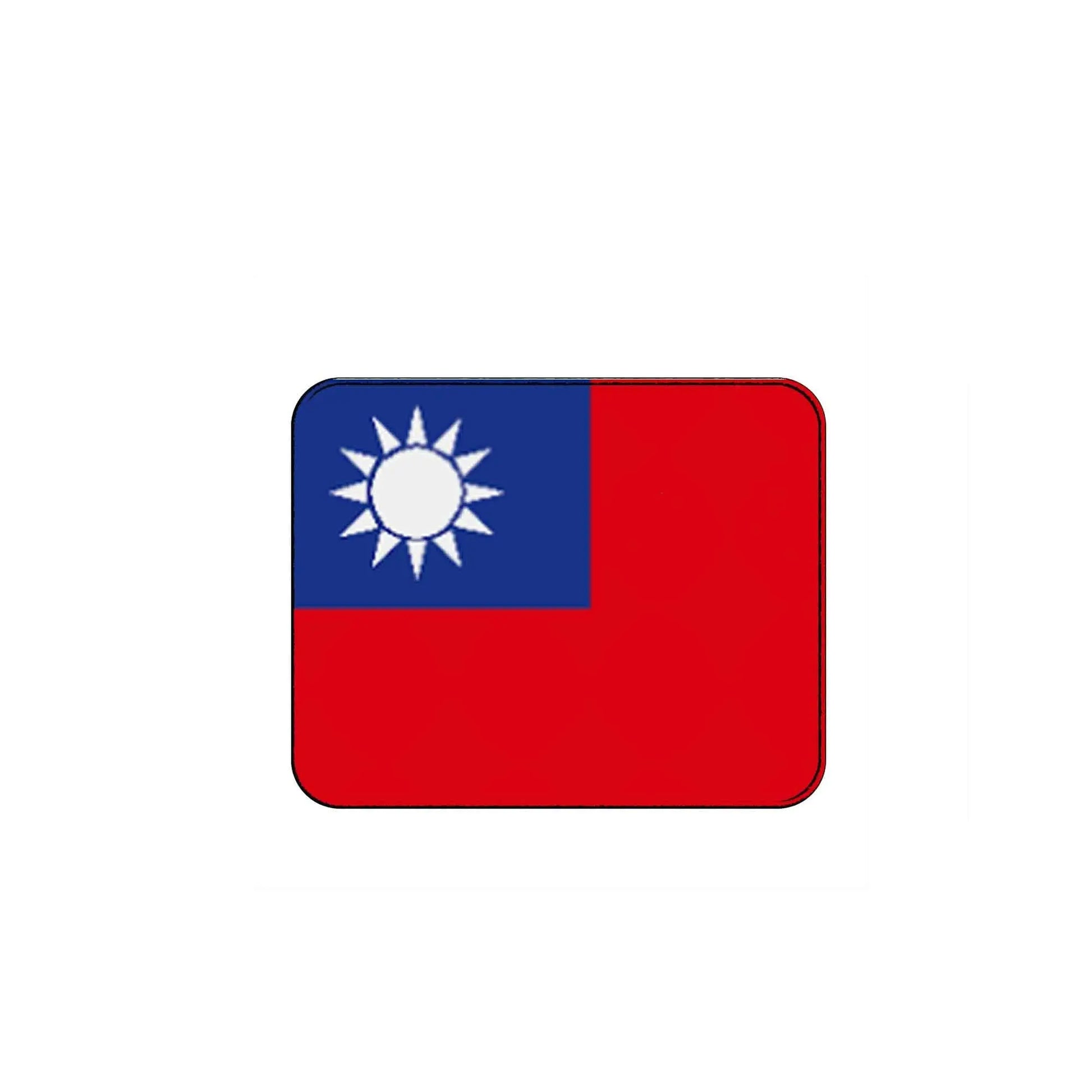 Taiwan flag mouse pad with red and blue design, rounded corners and stitched edge