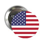 Round metal USA flag button pin with star-and-stripe design