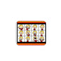 Calvin cartoon collage mousepad, square with red-yellow border and character grid