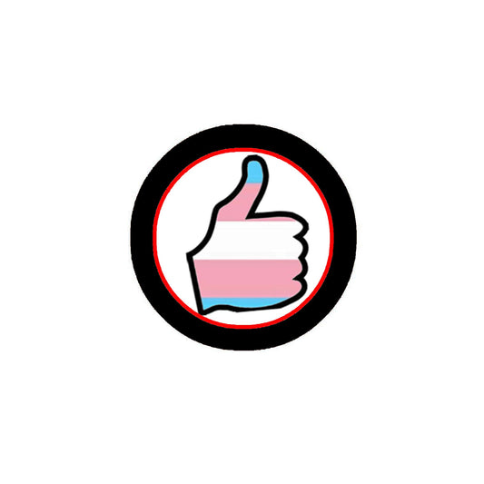 Transgender Pride Flag Thumbs Up Emblem 2.25" Pinback for Jackets, Backpacks, etc.