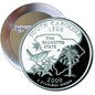 South Carolina quarter-style pinback with Palmetto State coin design, 2000 date