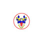 Round coat of arms magnet with red border and blue-and-red shield crest