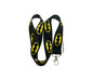 Black lanyard keychain holder with yellow bat emblem pattern and metal key ring clip