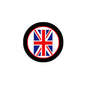 Plastic passport cover with circular UK flag emblem