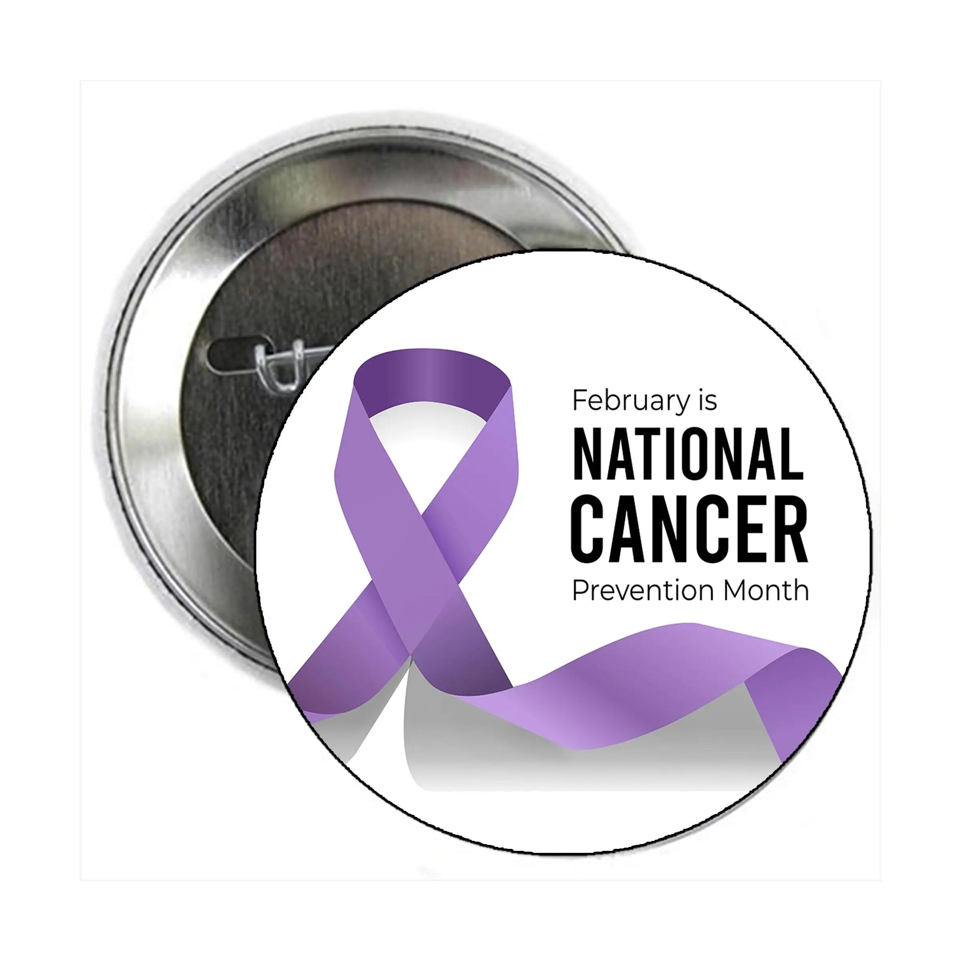 2.25-inch February is National Cancer Prevention Month Pinback Pin Default Title