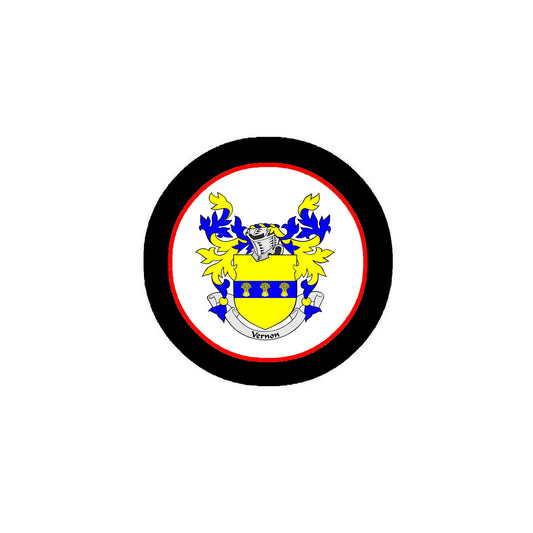Vernon Family Crest 3" Coat of Arms Round Pinback Badge Brooch Pin Back