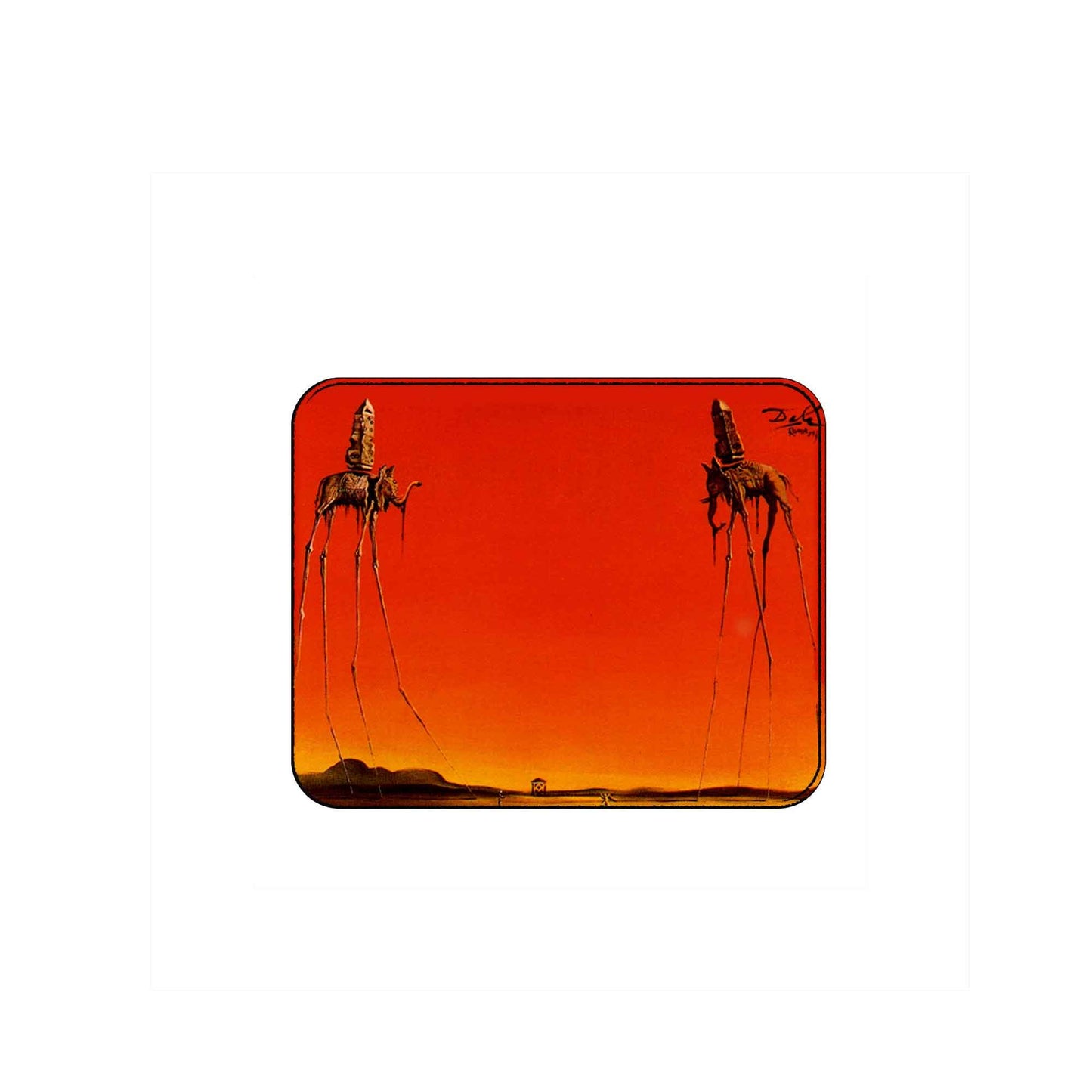 Dali Computer Mouse Pad 9.7" x 8.5" Salvador Dali Red Elephants Recreation