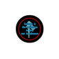 Black pinback button with red outline and blue quote text: Courage is the resistance
