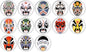 Chinese opera mask pinback button set, colorful face designs in round 1-inch badges