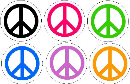 Set of 6 Peace Signs Pinback Buttons Pins Default Title
