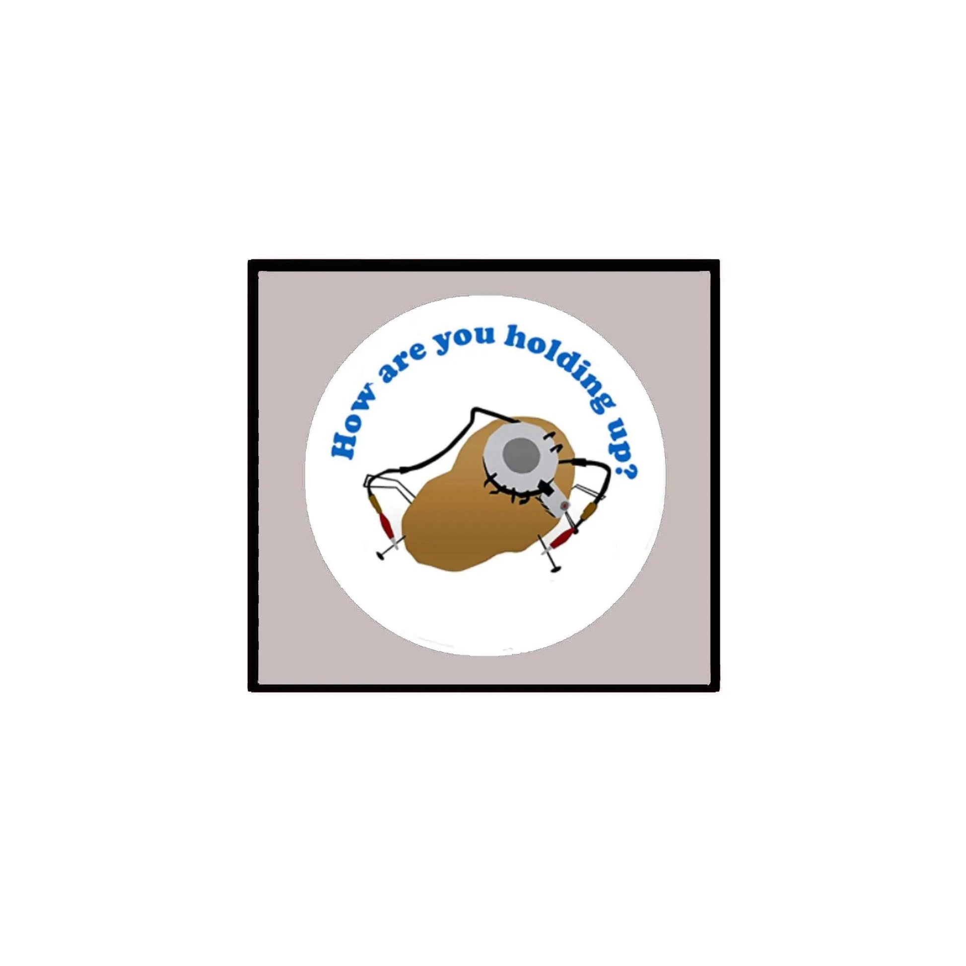 2.25-inch round pinback brooch badge: cat face with holding-up message