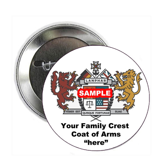 Brown Family Crest 3" Coat of Arms Round Pin Back Button Badge