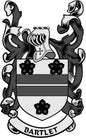 Family crest coat of arms magnet with shield, scrolls, and 'BARTLET' banner