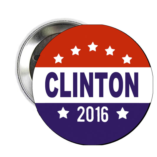 Clinton 2016 Political President Pinback Button, 2.25" L x 2.25" H