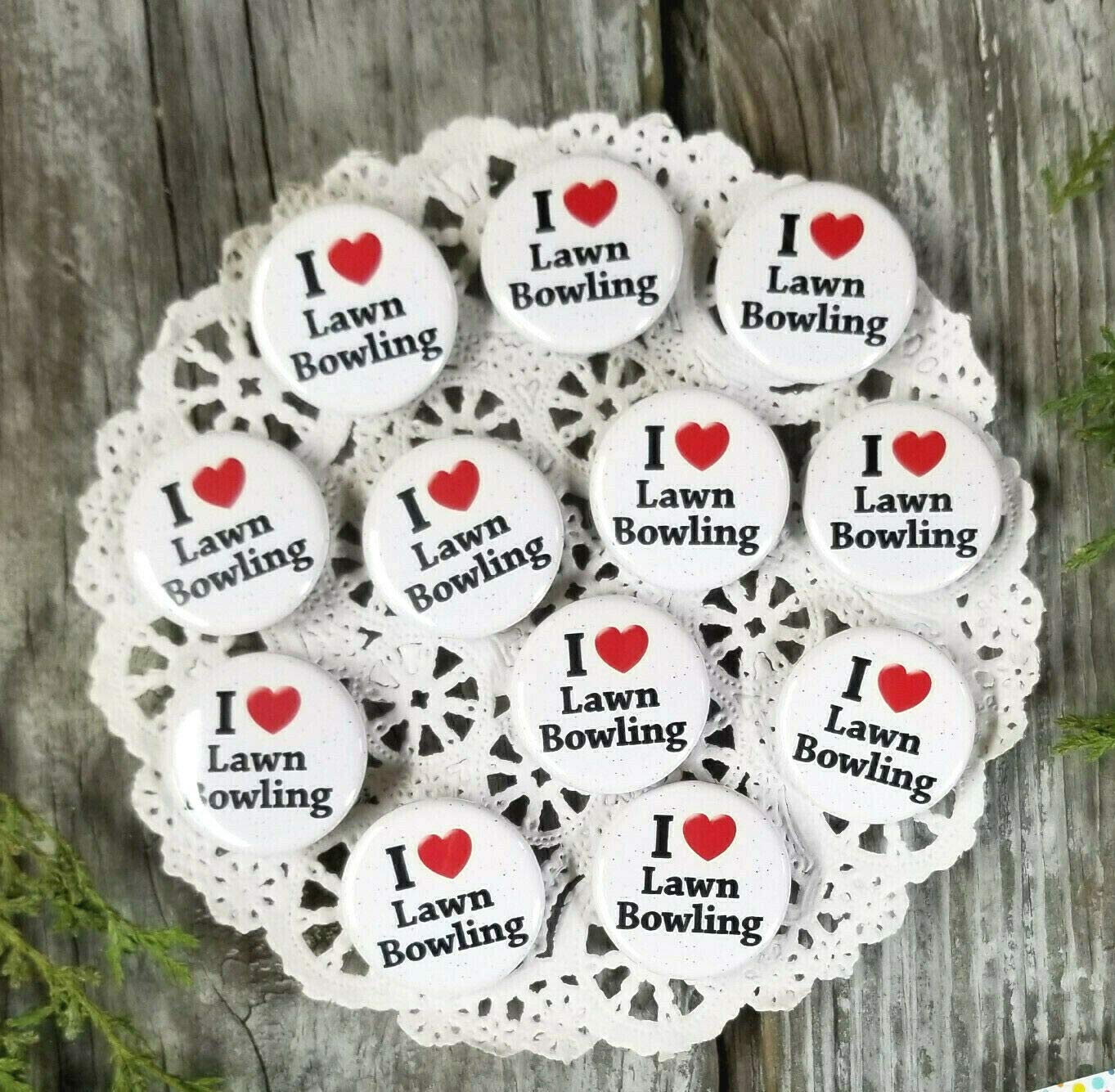 Button Pins 12 I (Heart) Lawn Bowling * Pins 1 1 4 PINBACK Buttons Party Favor USA Pin Badges Default Title
