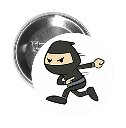 Round Pinback Button Pin Brooch Swift Speedy Black Ninja Cartoon Emoji (2.25-inch) Default Title