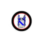 Round coat-of-arms magnet with blue shield crest and black border, 3-inch