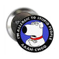 2.25-inch round pinback button, black/blue cartoon dog with AAA H-CHOO text