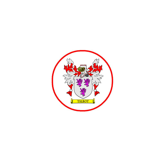 Talbot Family Crest 3" Coat of Arms Fridge Round Pinback