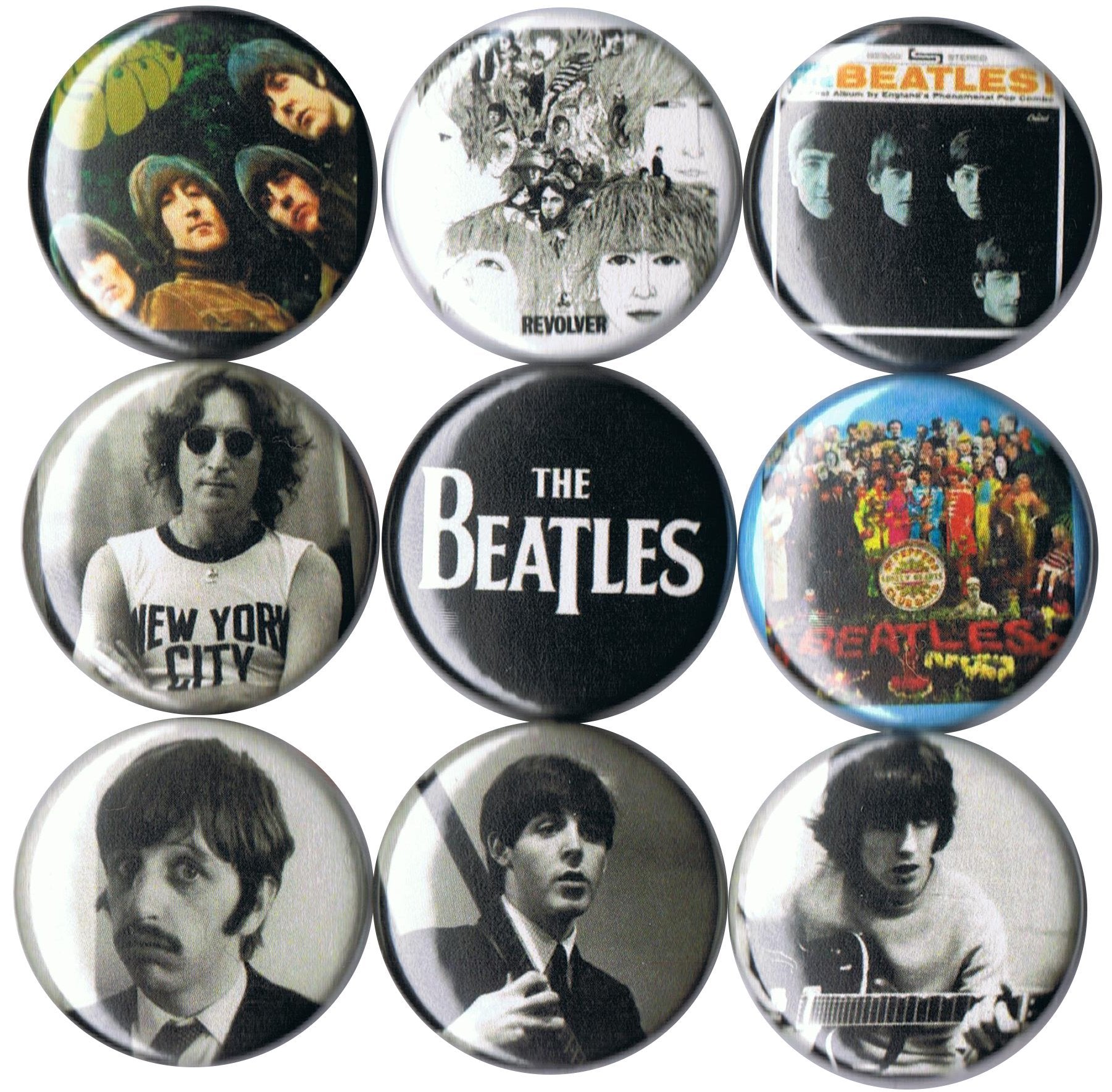 Set of 9 Beatles 1 pins buttons badges Default Title
