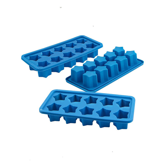 Christmas 3 Pcs Flexible Stars Ice Cube Tray Jello Mold-Red-7" x 4.25" assorted - 3 pack 4th of July National Holidays