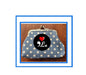 Blue polka-dot coin purse with kiss-lock clasp, La heart graphic on front