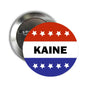 Stars-and-stripes pinback button with Kaine text