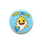 2.25-inch round Baby Shark pinback with cartoon shark face and BABY SHARK text