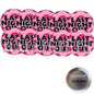 Set of 10 pink round pinback buttons with 'LAST NIGHT OUT' text; includes back side view.