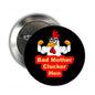 1.25-inch Bad Mother Clucker Hen pinback button with cartoon hen graphic