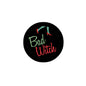 2.25-in pinback button with Bad Witch lettering on black round face