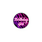 1.25-inch pinback badge with purple zebra stripes and “Birthday Girl” text