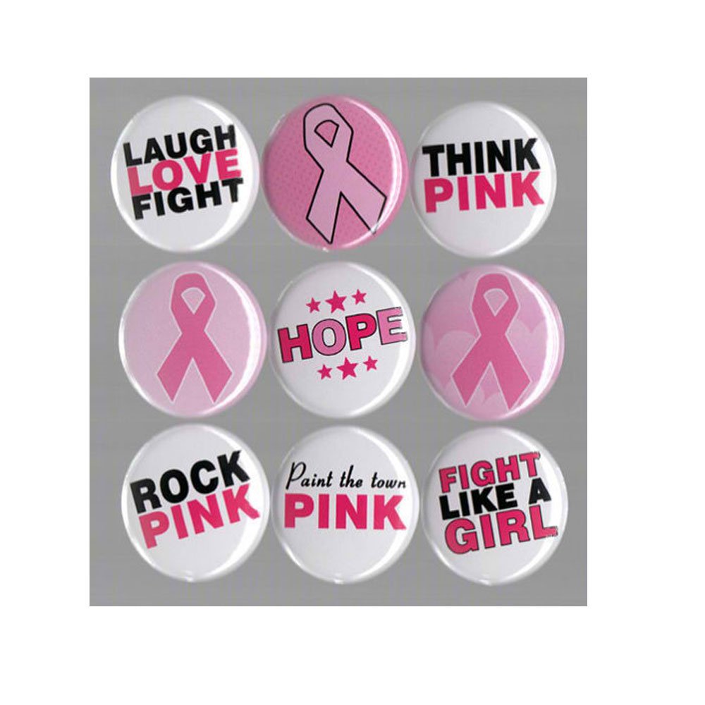 pink ribbon hope BREAST CANCER AWARENESS pin button set Default Title